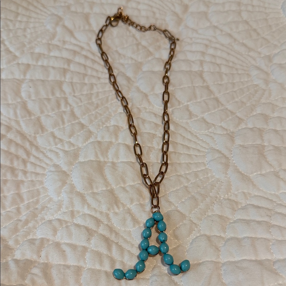Turquoise Beaded Initial Necklace